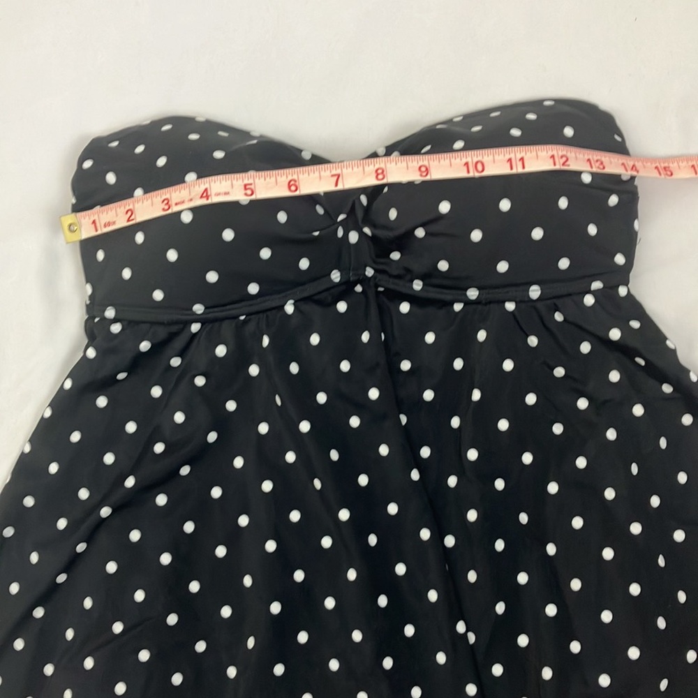 Tropical Escape Black Polka Dot strapless Swimsuit woman’s size 8 - Picture 3 of 10